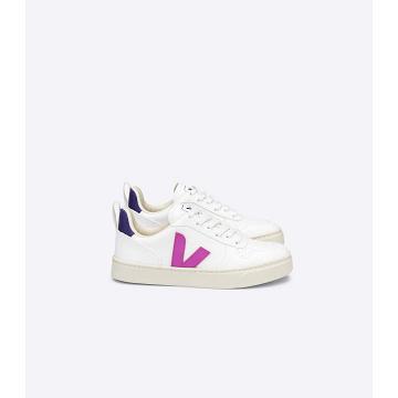 White/Purple Kids' Veja V-10 LACES CWL Shoes | AU 793MQZ